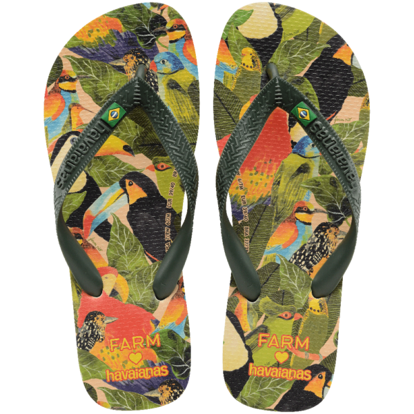Chinelo Havaianas Farm Folhagens De Pássaros